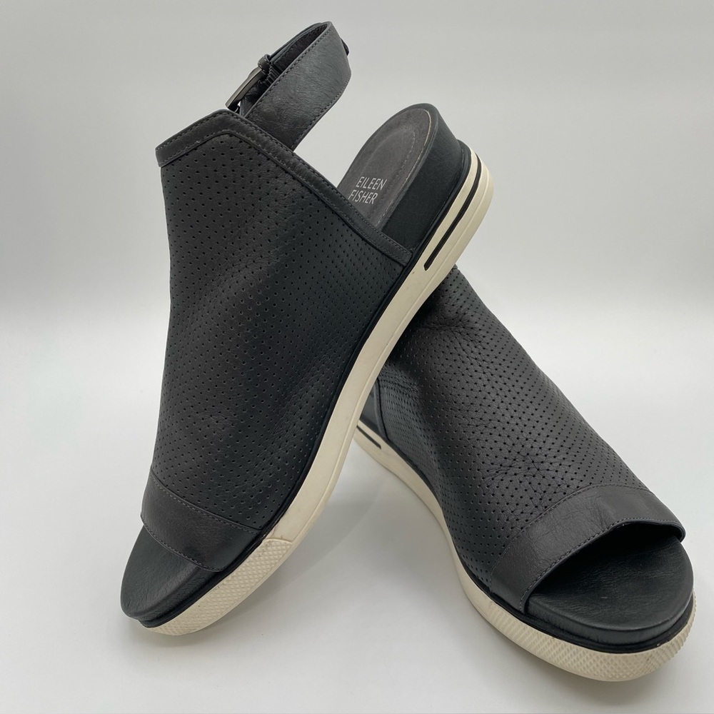EILEEN FISHER Sport Platform Sandal Sz 7 Charcoal Gray - Picture 14 of 14